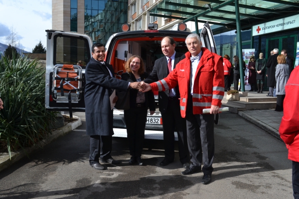 I Love Bg President Mr. Avinoam Katrieli (also President of BCCBI) Together with The Red Shield of David Donating Ambulances for the Bulgarian Red Cross